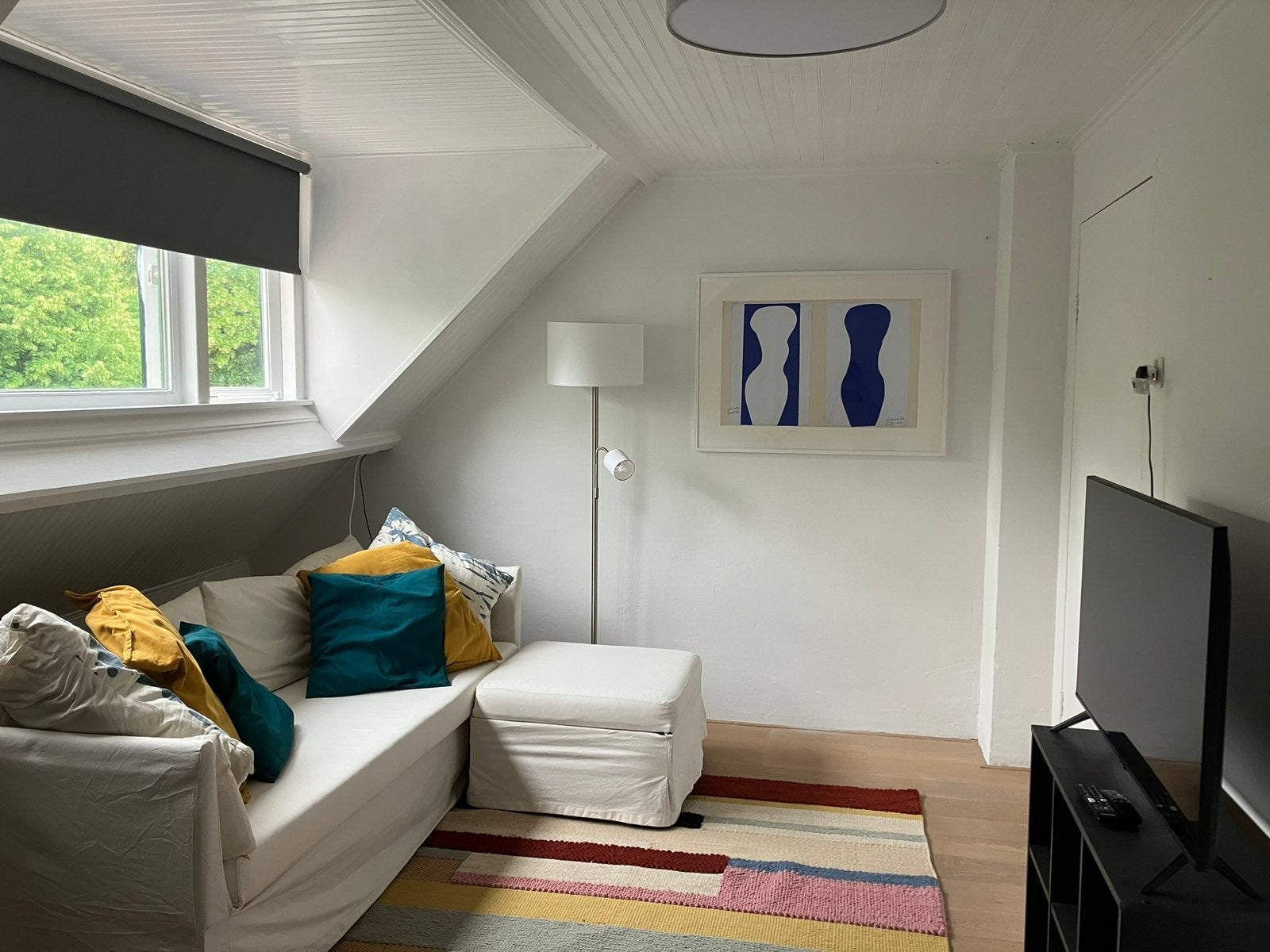 Creme slaapbank & poef met opbergruimte., Huis en Inrichting, Ophalen, Gebruikt, Wit, Tweepersoons