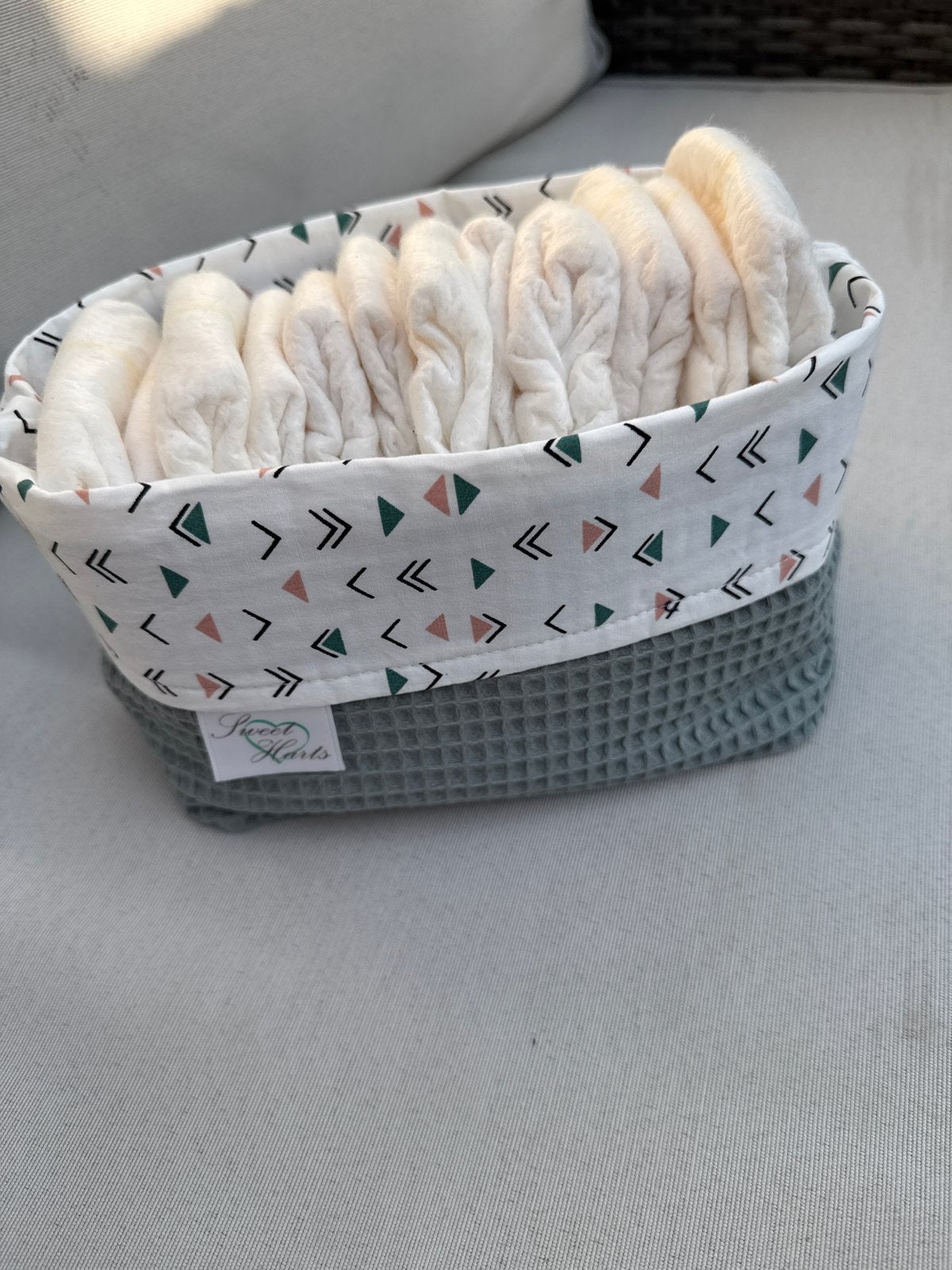 Opbergmandje wafelstof met print, Ophalen of Verzenden, Zo goed als nieuw