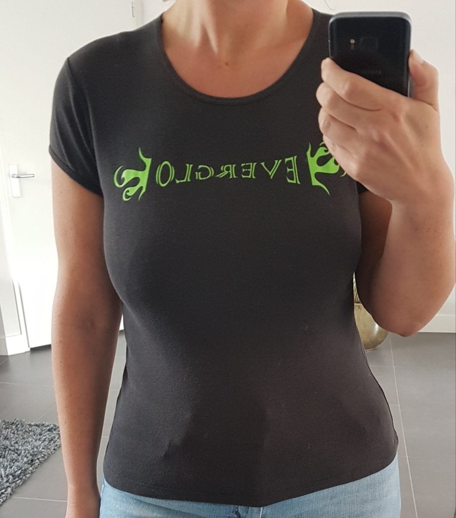 Shirt Everglo M Glow in the Dark Zwart Groene Letters, Maat 38/40 (M), Verzenden, Zwart, Nieuw