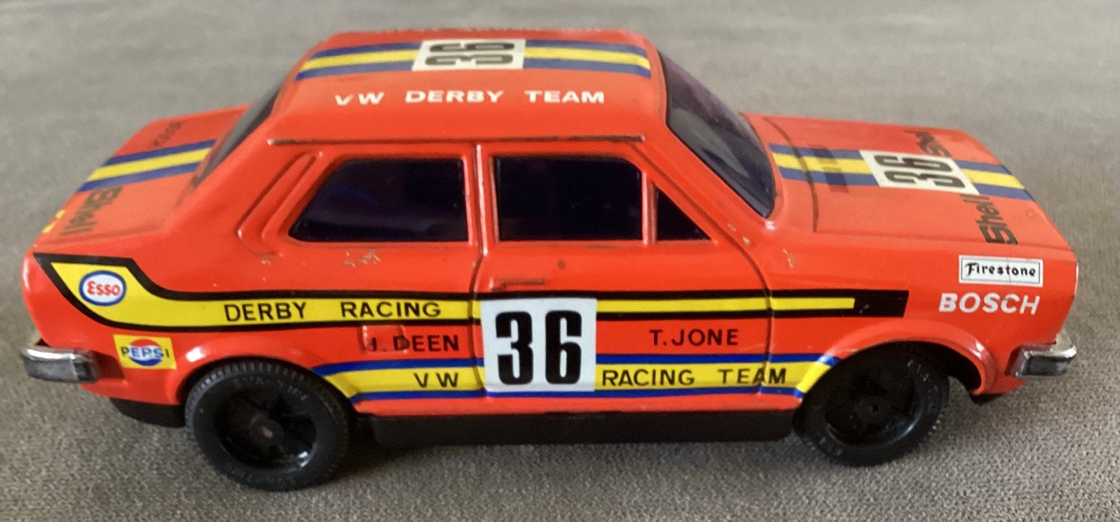 Vintage zeldzame blikken VW Polo Derby Racing Team,Asahi ., Ophalen