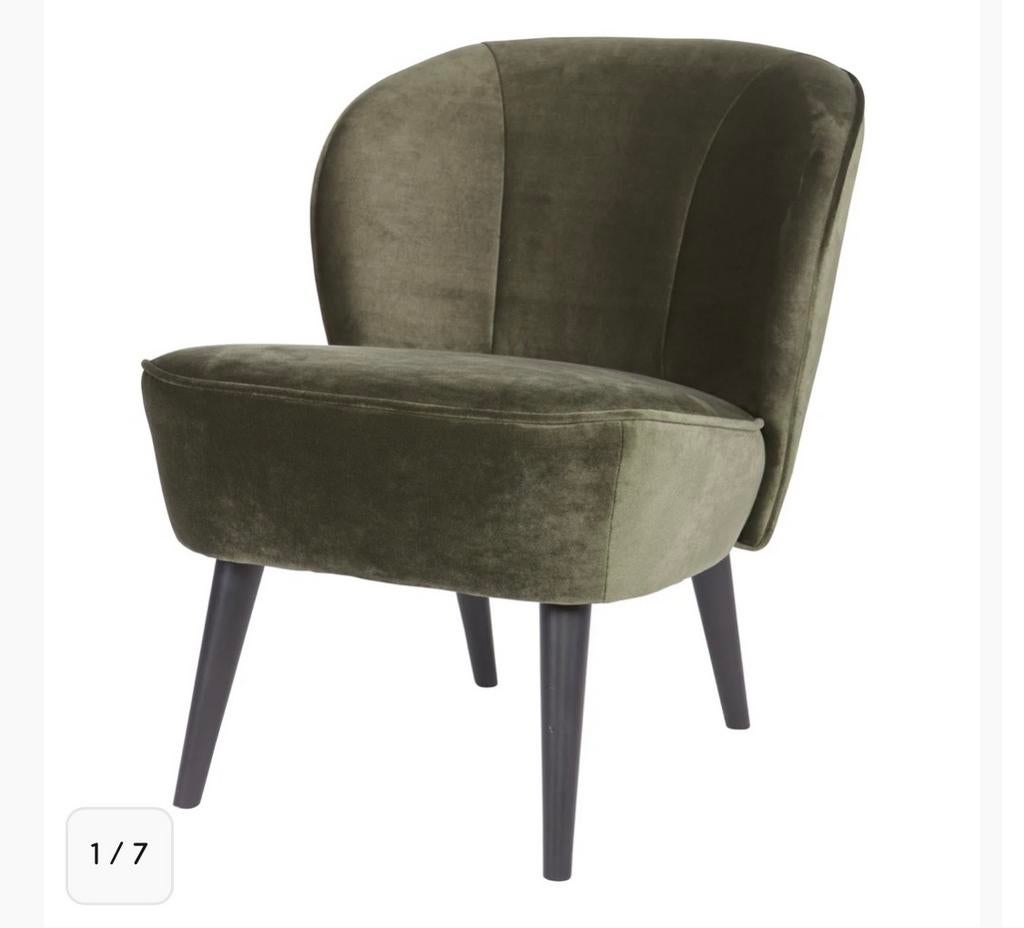 WOOOD Essentials Sara fauteuil velvet warm groen, Ophalen, Zo goed als nieuw, Overige kleuren, Eén