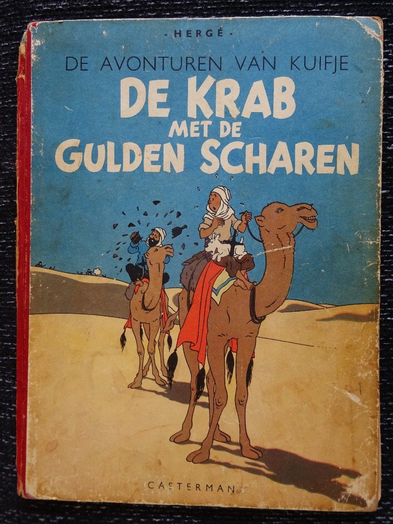 KUIFJE : DE KRAB met de GULDEN SCHAREN  1e druk 1946, Gelezen, Eén stripboek, Ophalen of Verzenden, Herge