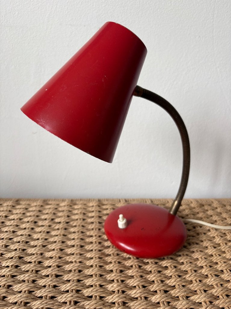 vintage bureaulamp 60s, Bureaulamp, Gebruikt, Ophalen of Verzenden, Rood