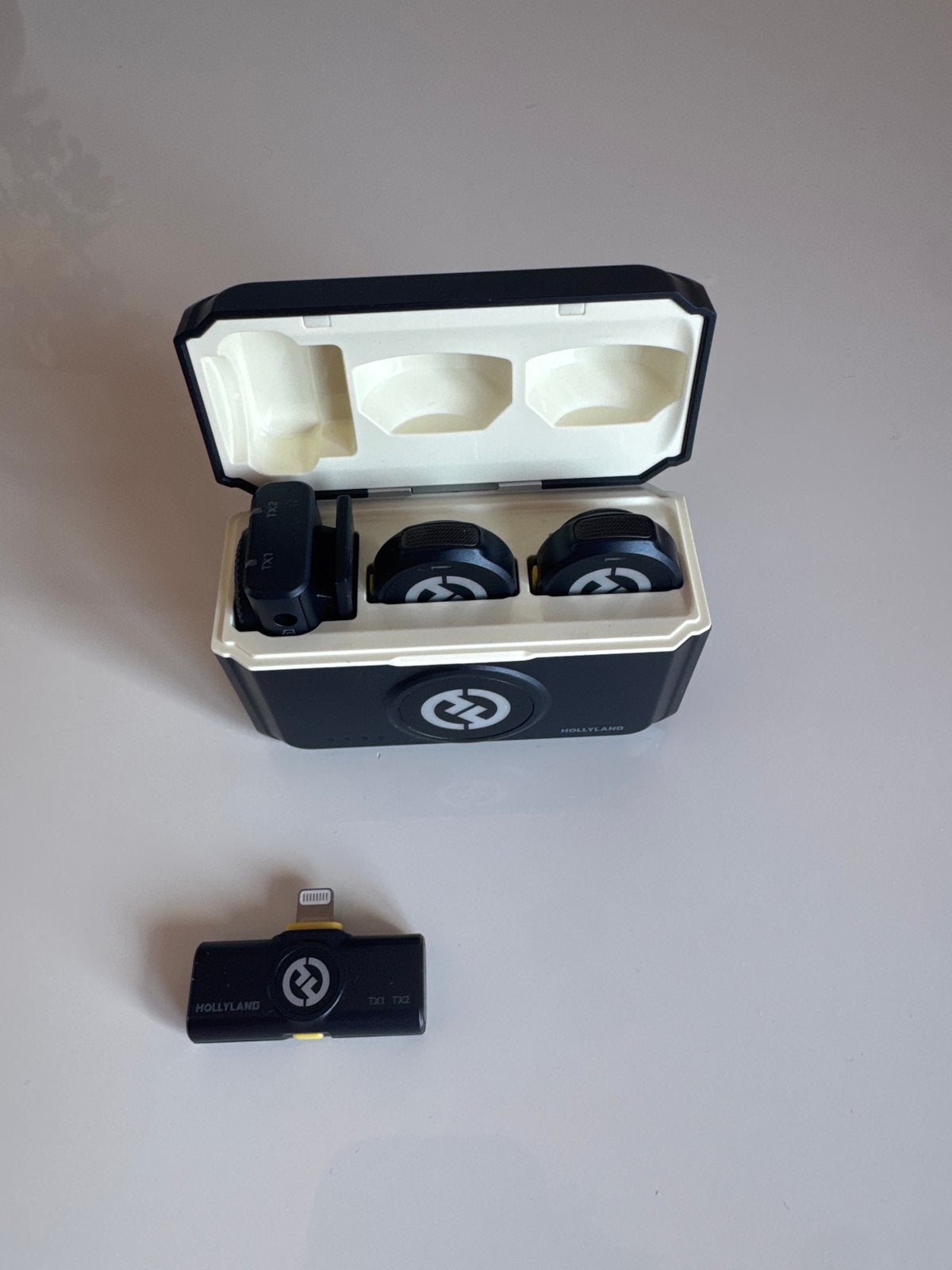 Hollyland Lark M2 Draadloze Microfoon Set + camera receiver, Overige typen, Overige soorten, Minder dan 8x, Zo goed als nieuw
