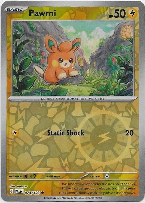Paldea Evolved,  Pawmi [reverse] 74/193, Hobby en Vrije tijd, Verzamelkaartspellen | Pokémon, Nieuw, Losse kaart, Verzenden