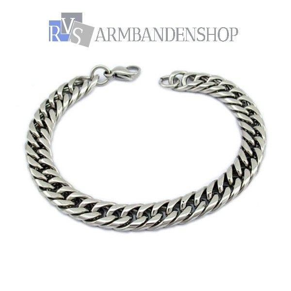 Rvs stalen dames armband 21.5 cm staal modern design., Verzenden, Nieuw, Zilver, Staal