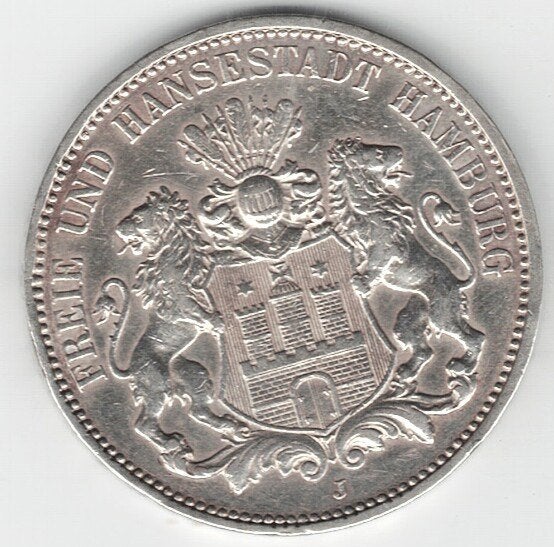 26-1062 Hamburg 3 mark 1912, Ophalen of Verzenden, Duitsland, Losse munt, Zilver