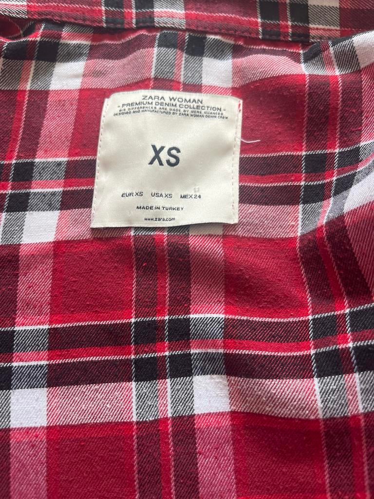 Zara geruit overhemd rood/zwart/wit - Maat XS, Ophalen of Verzenden, Zo goed als nieuw