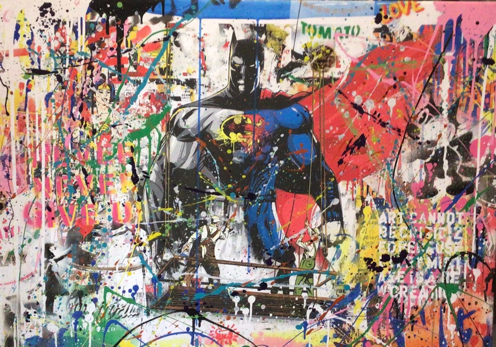 Batman- Mixed Media- Katoenen canvasdoek-100x70cm, Verzamelen, Ophalen of Verzenden, Nieuw