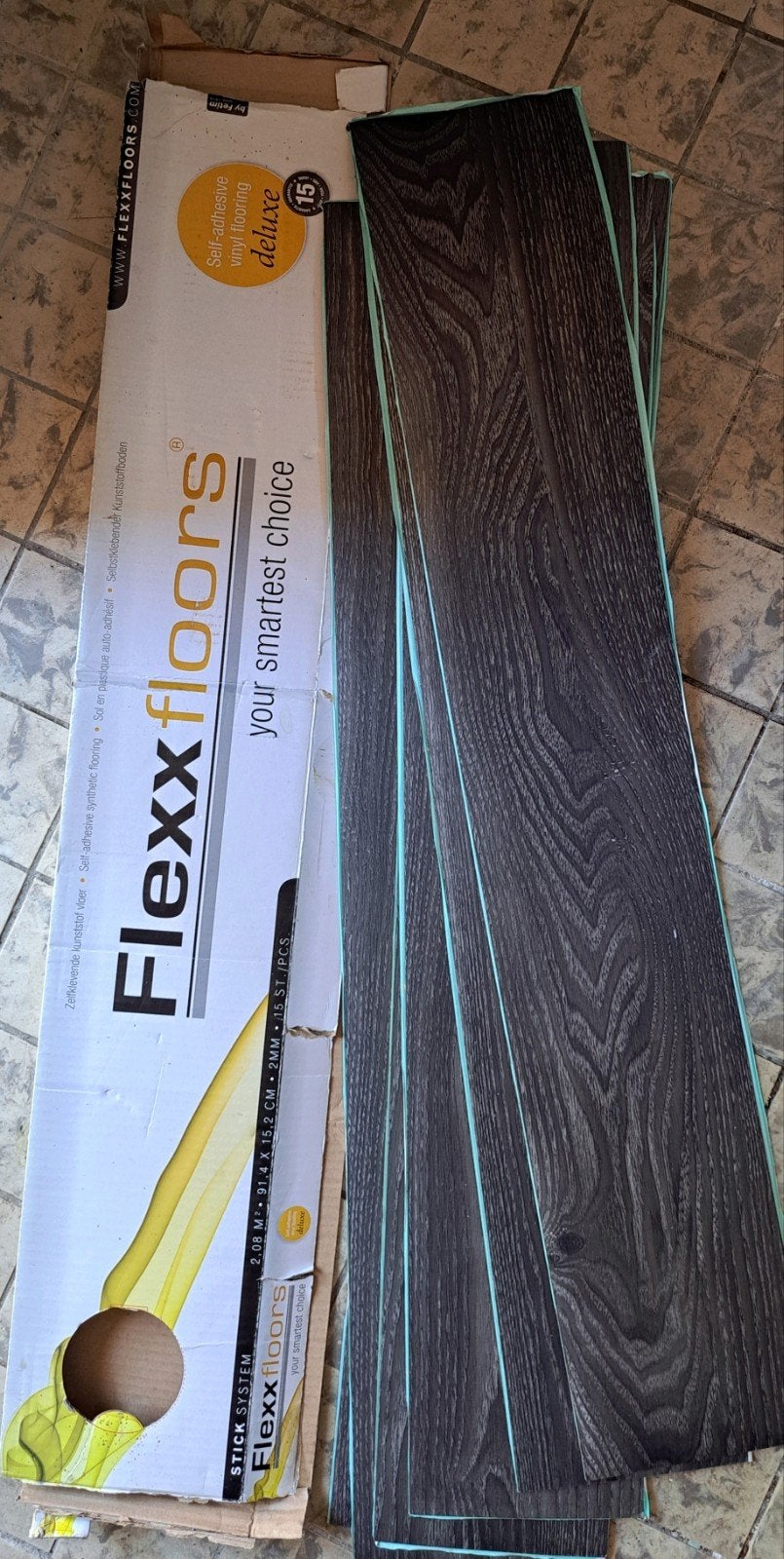 6 delen Flexxfloors zelfklevende vinyl vloerdelen -, Ophalen, Kunststof, Flexxfloors, 50 tot 150 cm