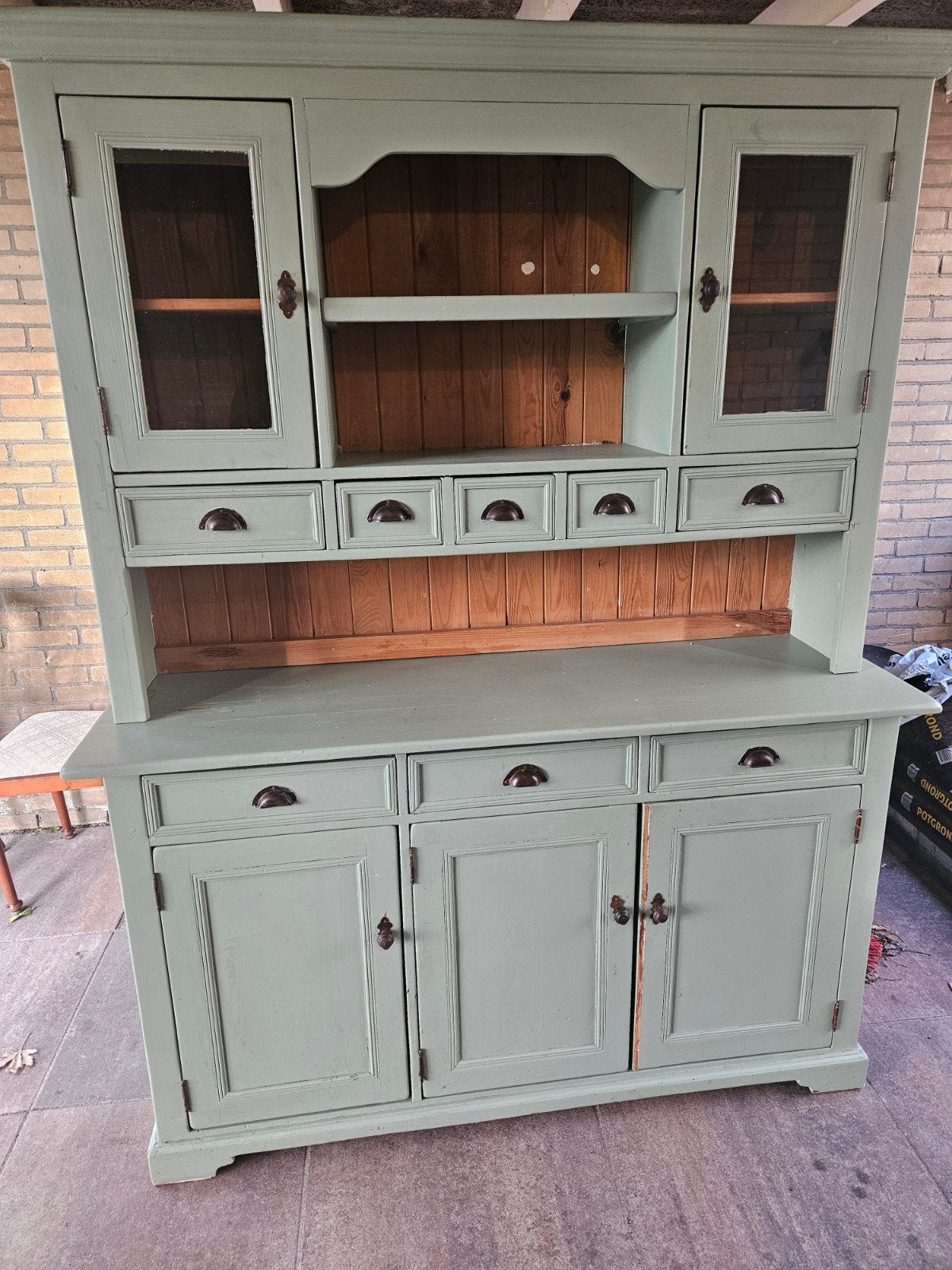 Antieke Brocante Servieskast - Landelijke Stijl, Ophalen, 100 tot 150 cm, Met lade(s), Overige houtsoorten