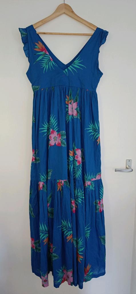 Pepe Jeans Maxi Jurk met Tropische Print - Maat S, Blauw, Ophalen of Verzenden, Zo goed als nieuw, Maat 36 (S)
