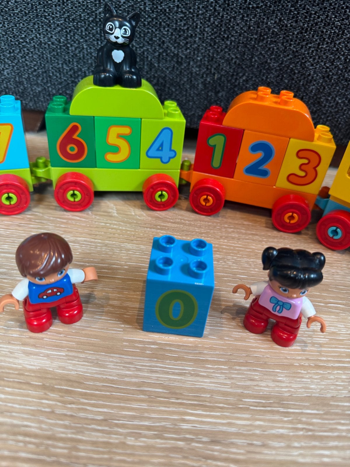 Duplo Cijfertrein met poppetjes en kat, Ophalen, Gebruikt, Compleet, Duplo