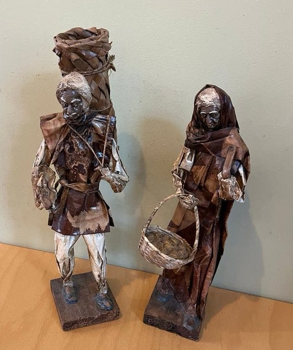 Vintage figuren van palmblad - Man en vrouw, Ophalen of Verzenden, Gebruikt, Mens