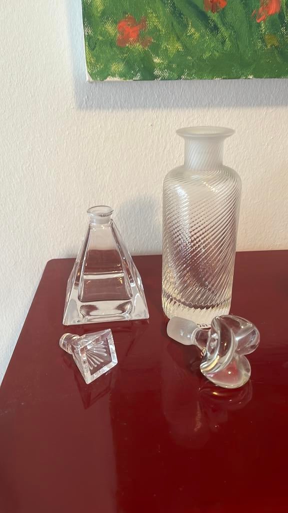 Vintage parfum flesjes met geslepen dop, Ophalen of Verzenden