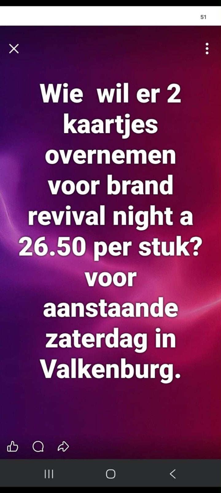 Brand revival night tickets 2 stuks, Twee personen