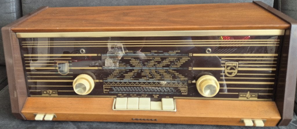 Vintage Radio Philips/Pilot en draagbaar platenspeler, Ophalen of Verzenden, Gebruikt