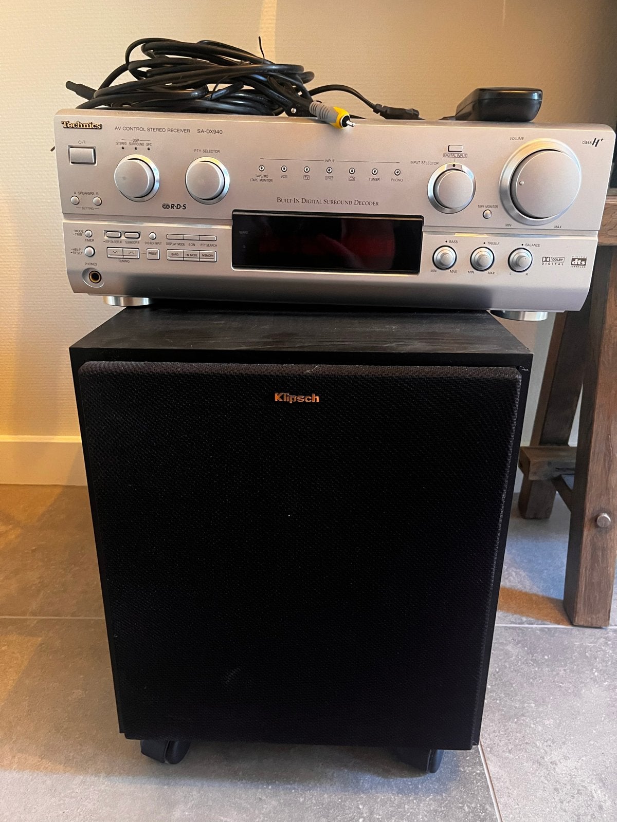 Technics SA-DX940 AV Receiver met Klipsch Subwoofer, Overige merken, 70 watt of meer, Ophalen of Verzenden, Overige spelers