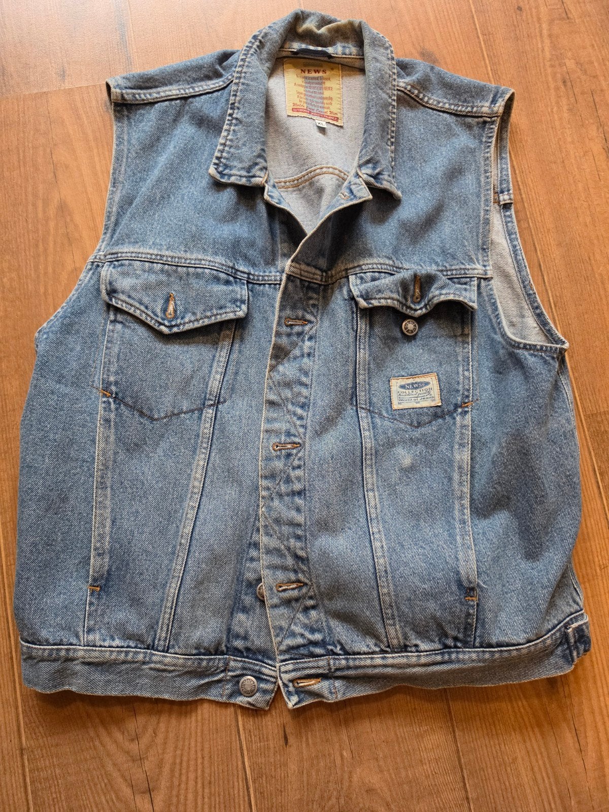 Vintage NEWS spijkergilet - Maat XL, Blauw, Maat 56/58 (XL), Ophalen of Verzenden, NEWS