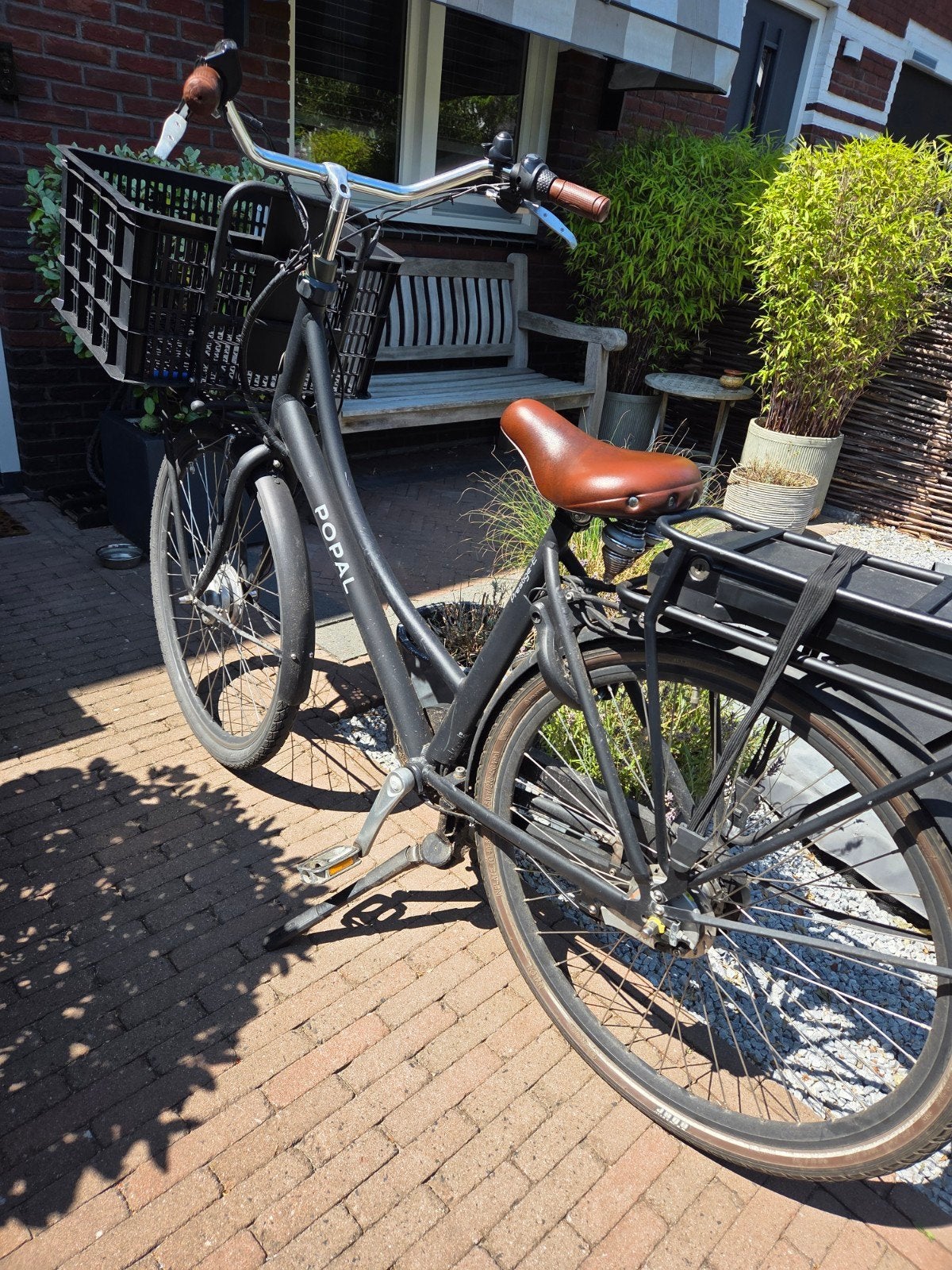 Popal Daily Dutch Basic Damesfiets elektrisch Zwart, Gebruikt, Versnellingen, 50 tot 53 cm, Schijfrem