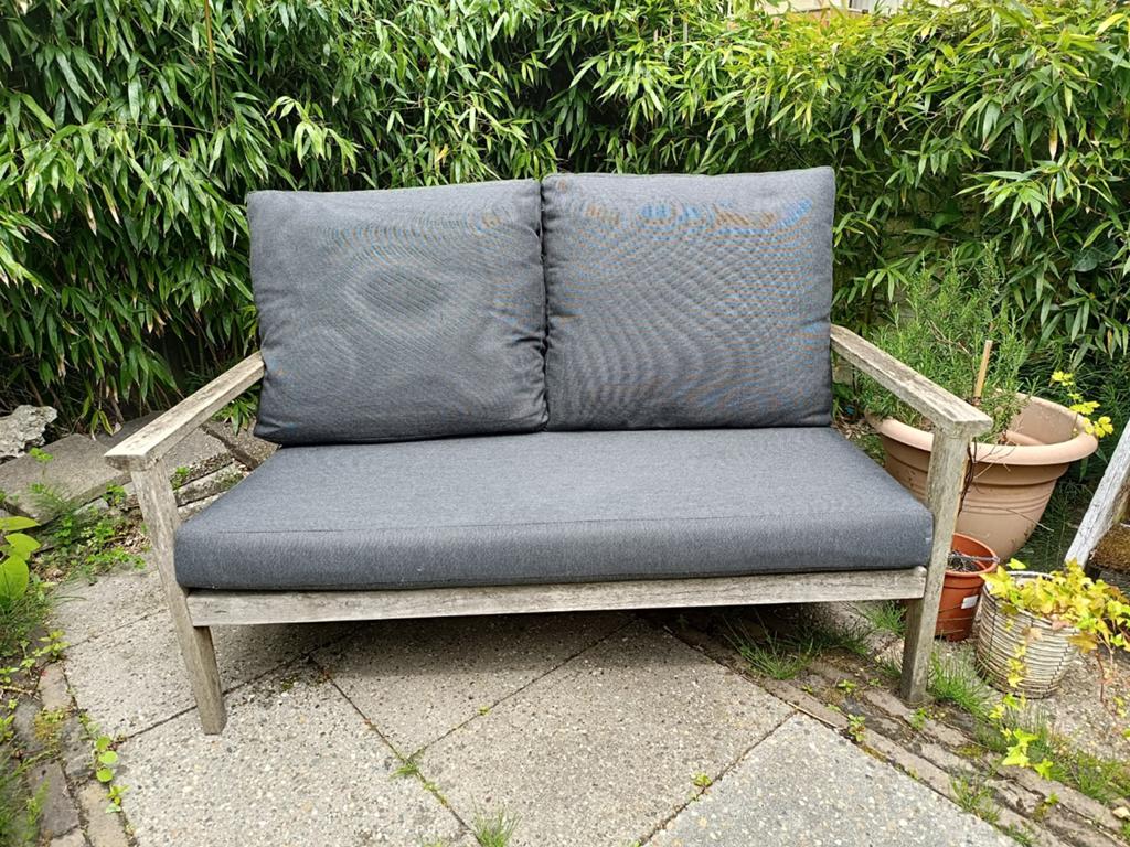 Massief teakhouten tuinbank, Ophalen, Gebruikt, Hout