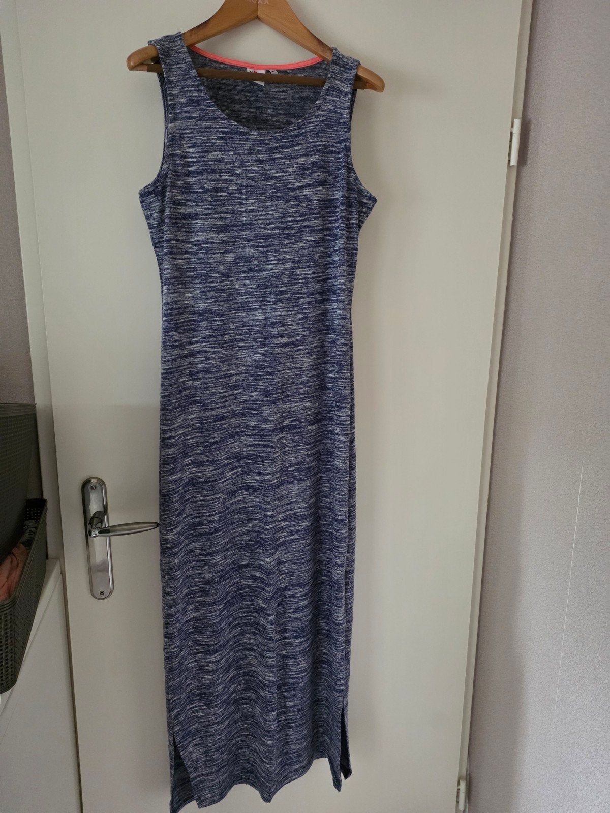 Casual Ladies Maxi Jurk - Blauw/Wit Melange - Maat XL, Blauw, Ophalen of Verzenden, Gedragen, Onder de knie