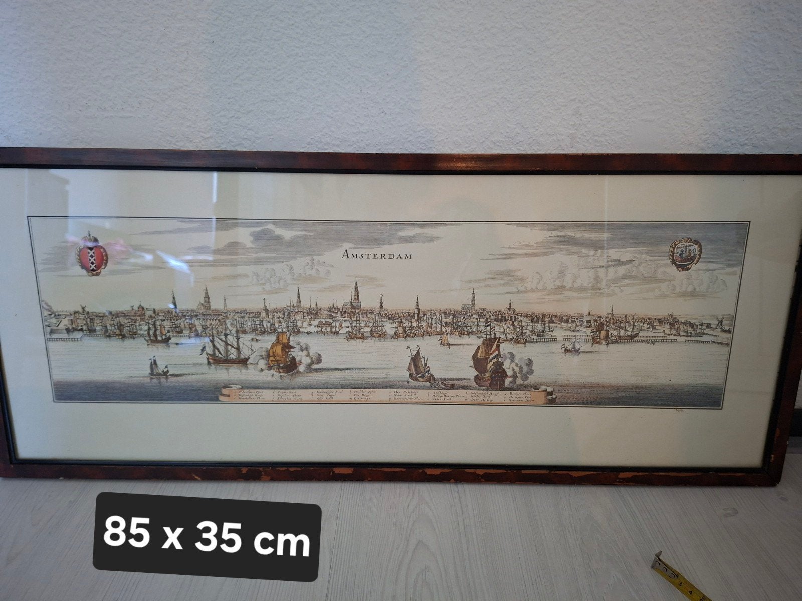 Historisch Schilderij Amsterdam Stadsgezicht 85x35cm, Ophalen