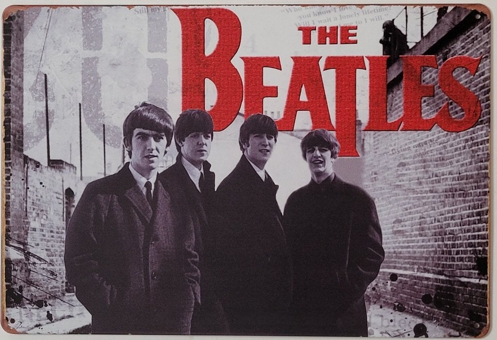 The Beatles rode letters foto reclamebord van metaal deco, Info@deconoord.nl, Deco Noord, Nieuw, Ophalen of Verzenden