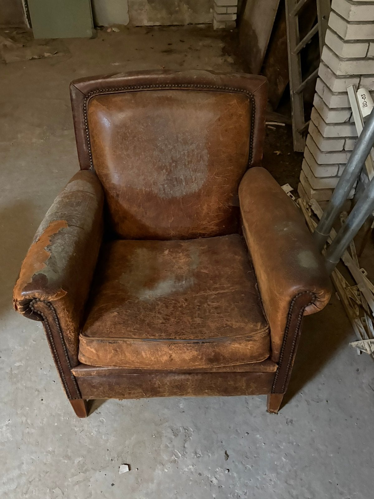 Gratis Schapenleren fauteuil, Ophalen, Gebruikt, 75 tot 100 cm, 50 tot 75 cm