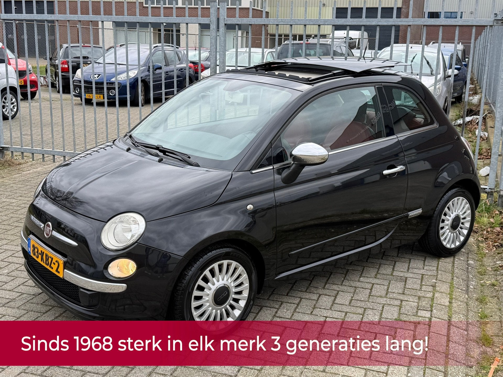 Fiat 500 1.2 Lounge AUTOMAAT! Panorama l Airco l LEER l MTF-, Auto's, Euro 5, Gebruikt, 4 cilinders, Zwart