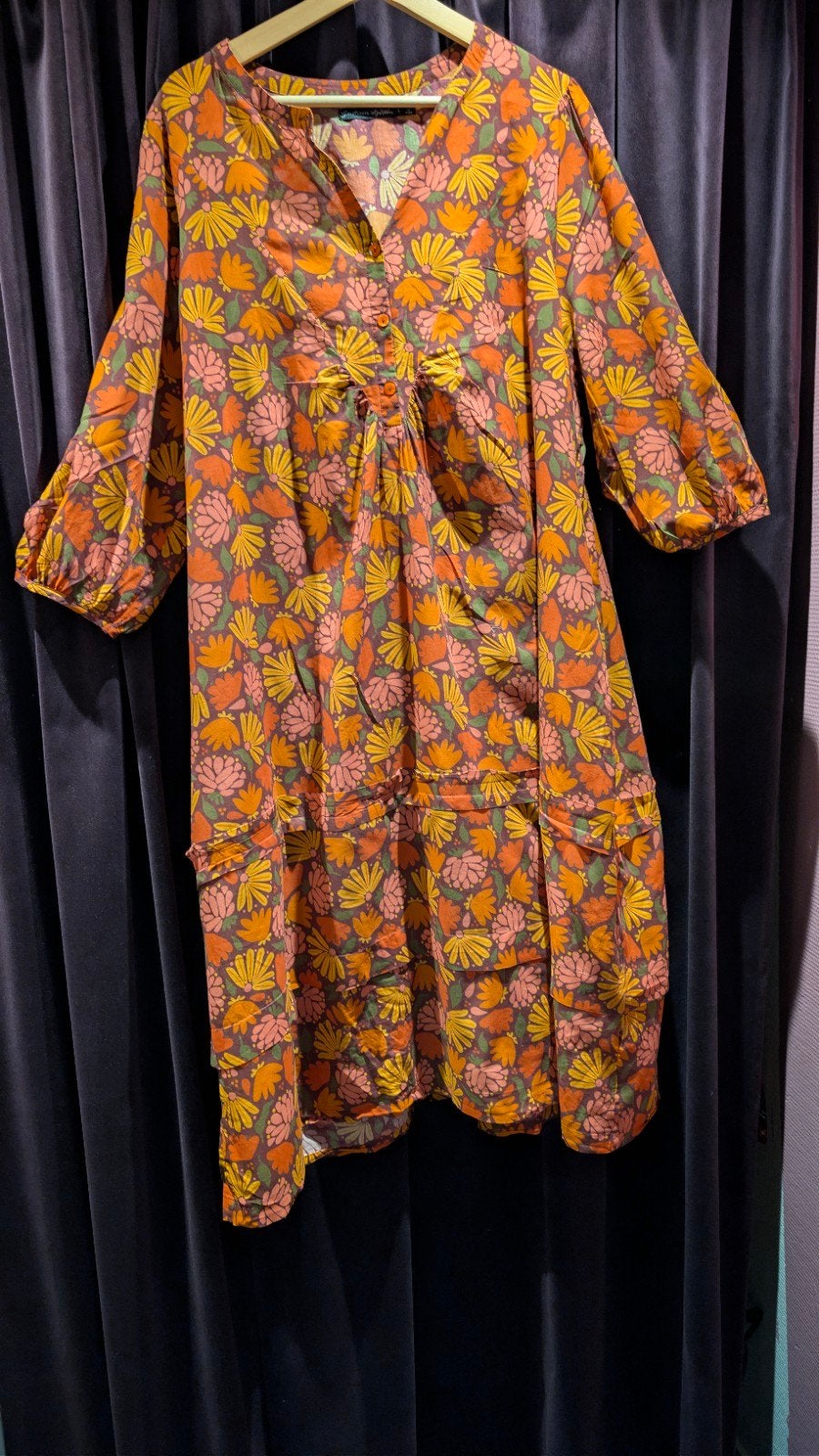 Gudrun Sjoden jurk maat L - Herfstkleuren, Kleding | Dames, Maat 42/44 (L), Zo goed als nieuw, Gudrun Sjoden, Onder de knie