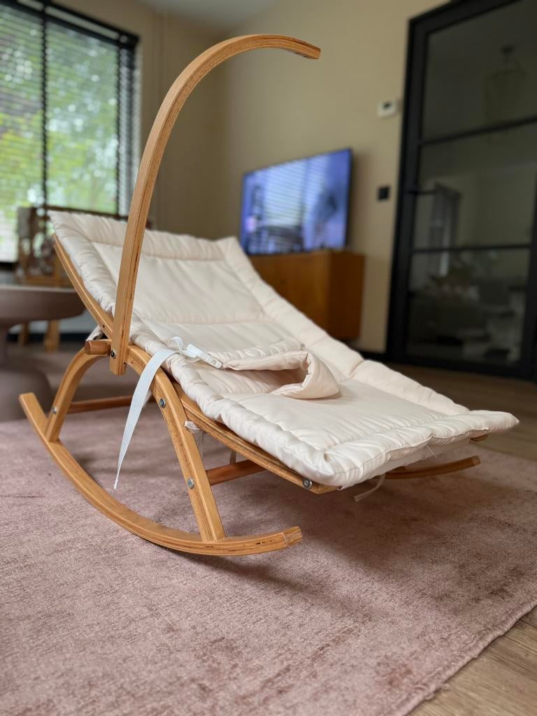 Houten wipstoel/babybouncer, Ophalen, Zo goed als nieuw