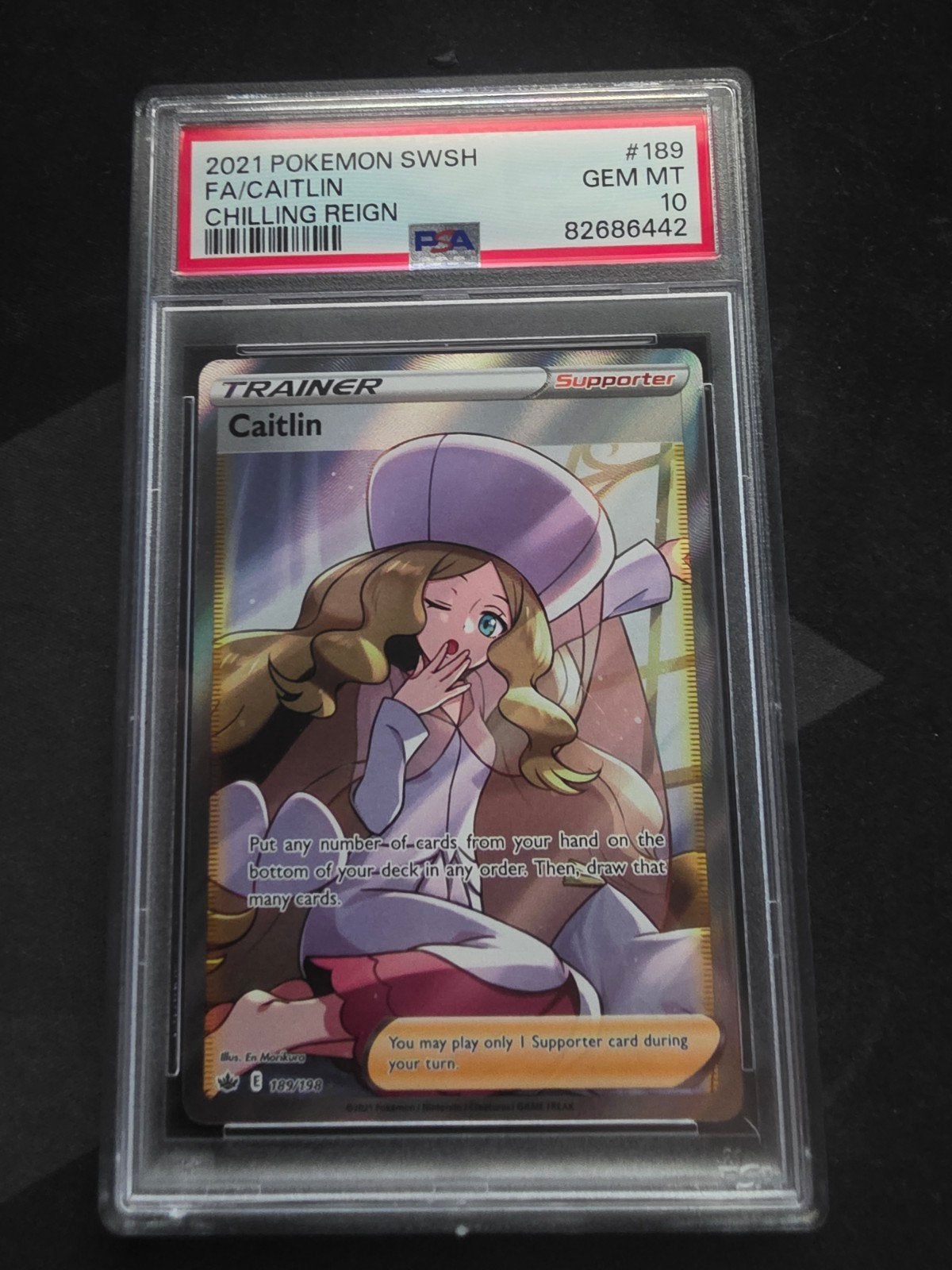 Caitlin 189/198 Chilling Reign PSA 10 Pokémon Kaart, Ophalen of Verzenden