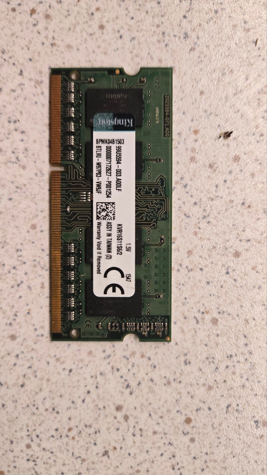 Kingston 8GB DDR3 Laptop Geheugen (KVR16S11S6/2), Computers en Software, RAM geheugen, Gebruikt, 8 GB, DDR3, Ophalen of Verzenden