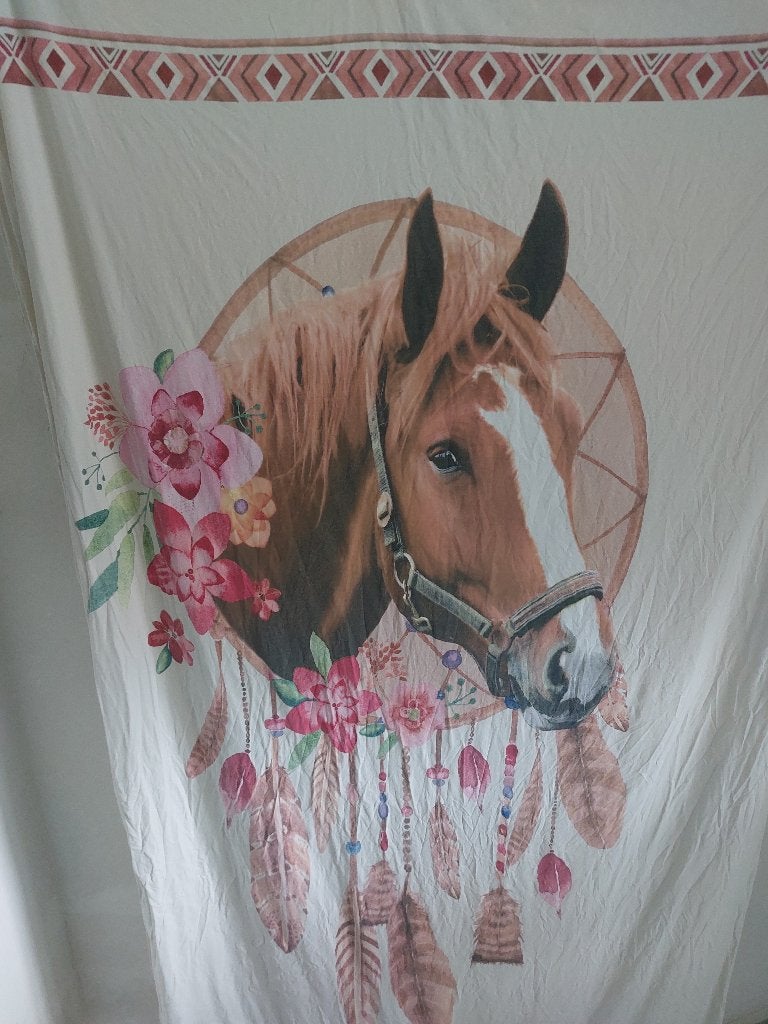 Paarden dekbedovertrek set (1-persoons), Gebruikt, Meisje, Beige, Ophalen of Verzenden