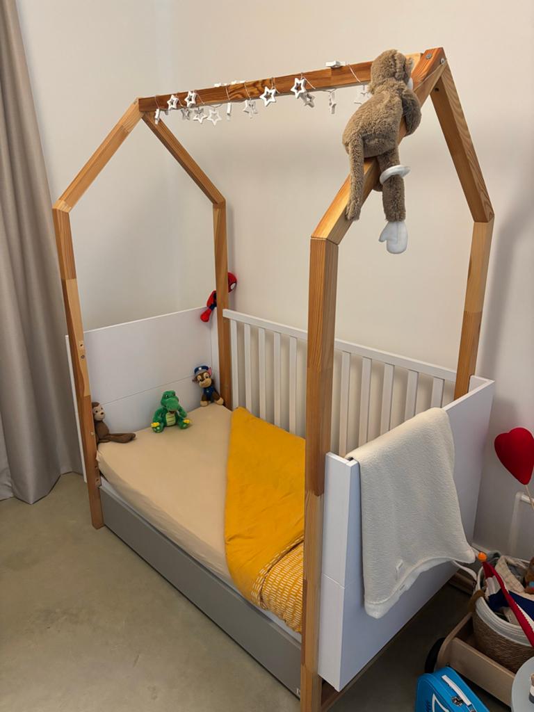 Meegroei Ledikant Pinette 70x140, Ophalen, Minder dan 140 cm, 70 tot 85 cm, Lattenbodem