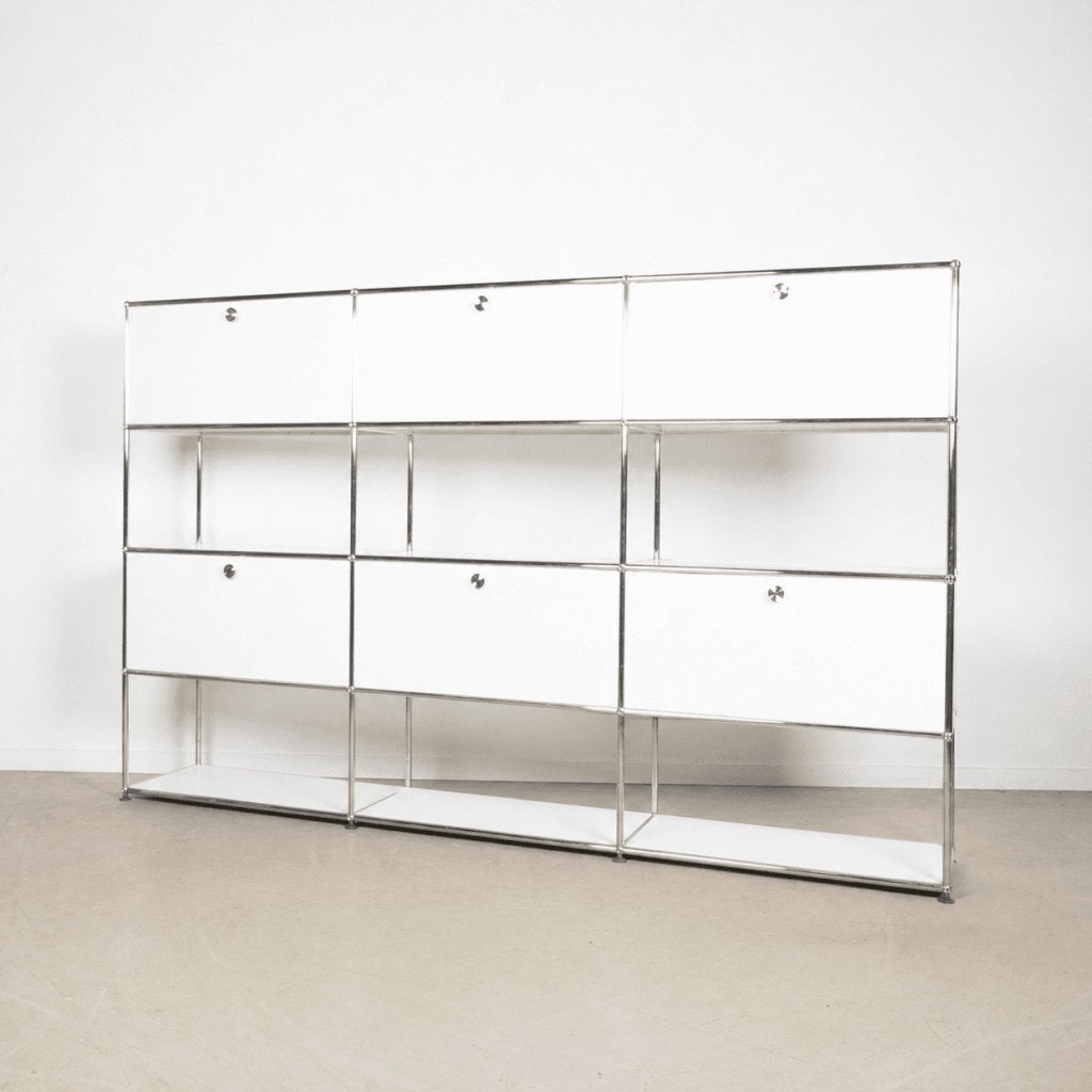 USM Haller Modulaire Kast Wit Gepoedercoat Staal – Chroom, Huis en Inrichting, Niet ingevuld, 100 tot 150 cm, Niet ingevuld, Zo goed als nieuw