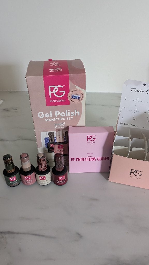 Pink Gellac Gel Polish Set + Extra's, Gebruikt, Overige kleuren, Ophalen of Verzenden, Handen en Nagels