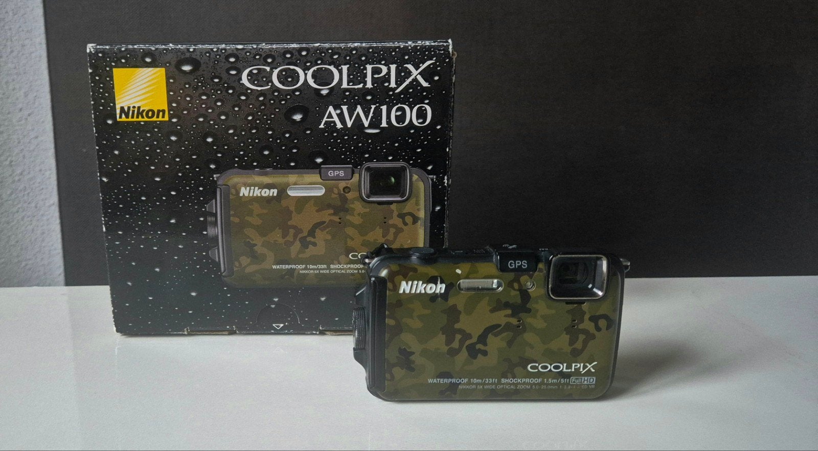 Nikon Coolpix AW100 Camouflage, Gebruikt, 16 megapixels, Ophalen of Verzenden, Compactcamera