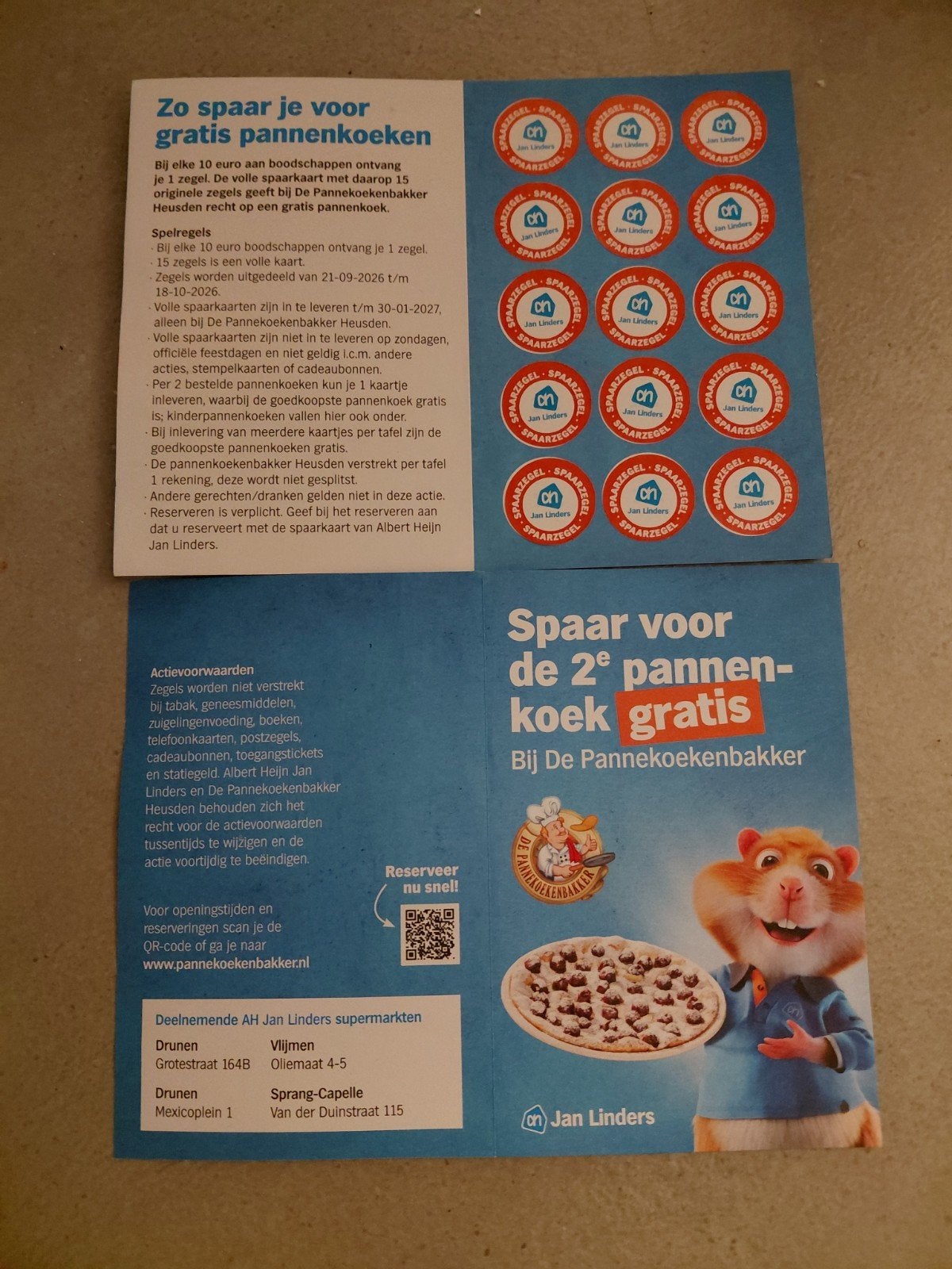 spaarkaart AH pannenkoekenbakker Heusden TEAB, Tickets en Kaartjes, Twee personen, Kortingsbon, Overige typen