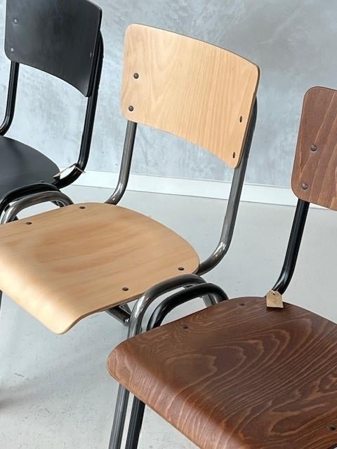 Retro eettafelstoelen nieuw schoolstoelen horeca prijs p/st, Bruin, ., Vintage, Nieuw