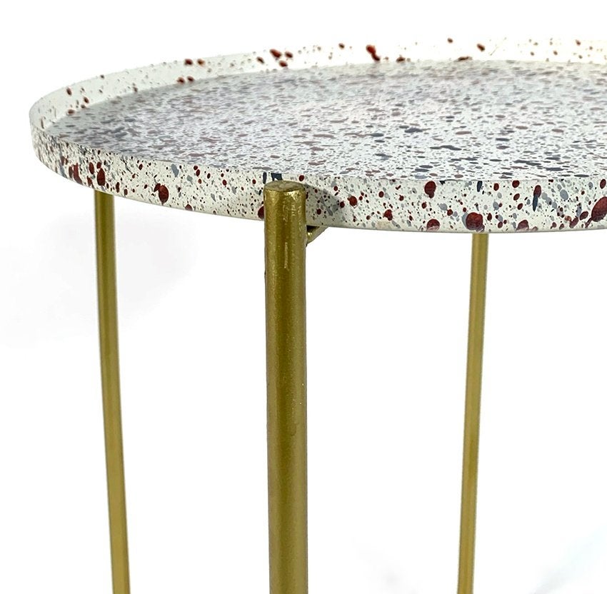 Bijzettafel crème tafelblad goud onderstel 50 cm hoog, Ophalen of Verzenden, Nieuw, Metaal