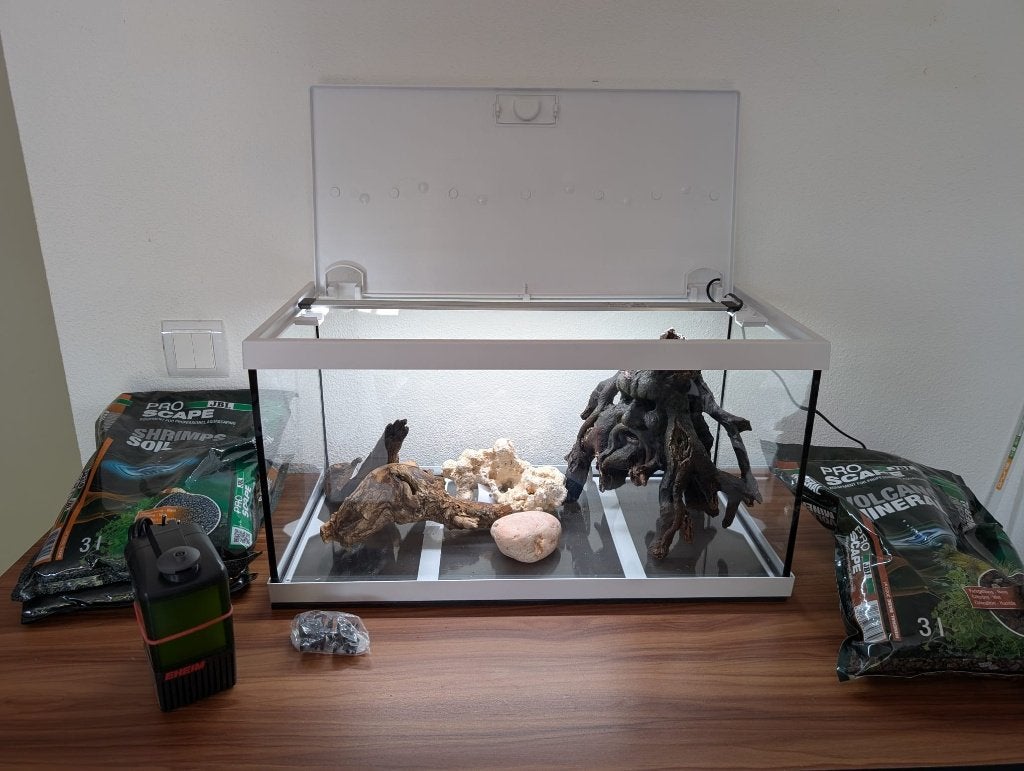 Aquarium met zeer complete set!!, Ophalen, Inclusief deksel, Nieuw, Leeg aquarium