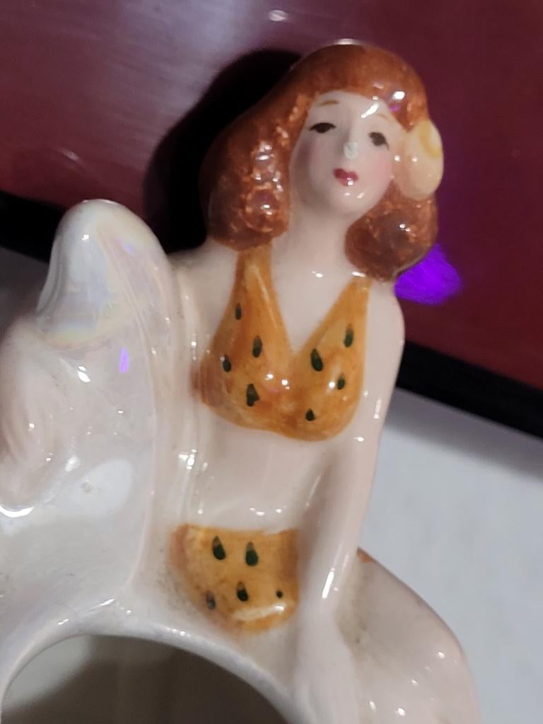 Vintage Pin-up Meisje in Schelp Vaasje - Keramiek, Antiek en Kunst, Ophalen of Verzenden