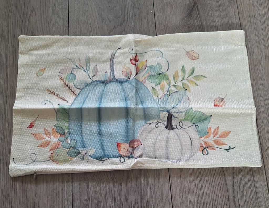 Kussenhoes pompoen print met rits 50x30 nieuw, Ophalen of Verzenden, Nieuw, Beige, Rechthoekig