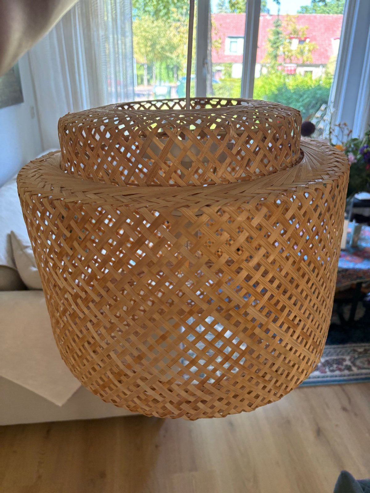 Bamboe Hanglamp - Bohemian Stijl - Ø40 cm - Zo goed als nieu, Ophalen, Zo goed als nieuw, Natuurlijk materiaal