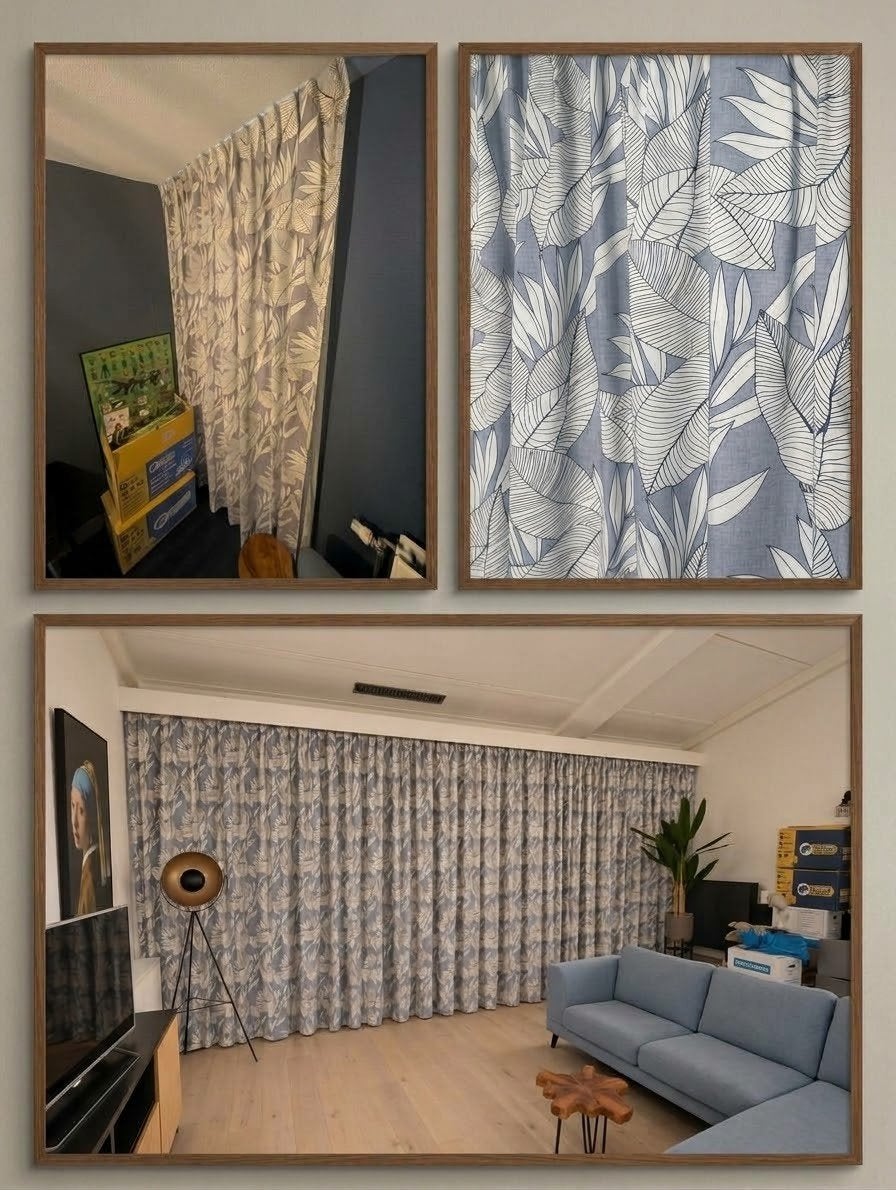 Nette maatwerk gordijnen, Gebruikt, Ophalen of Verzenden, Blauw, Gordijn