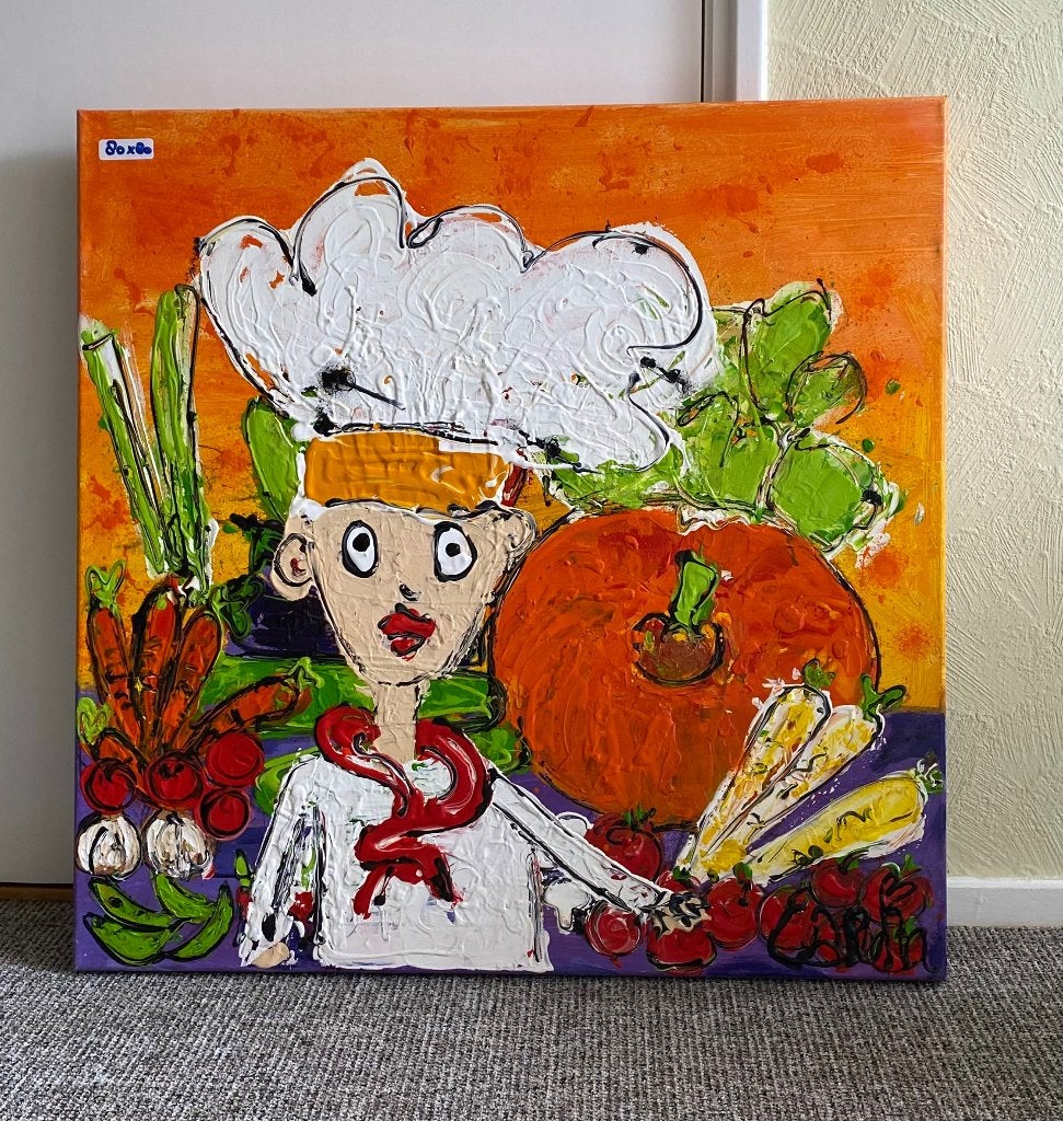 Acryl Schilderij ( de vrolijke keuken ), Ophalen, Overige materialen, Acrylverf, Overig onderwerp