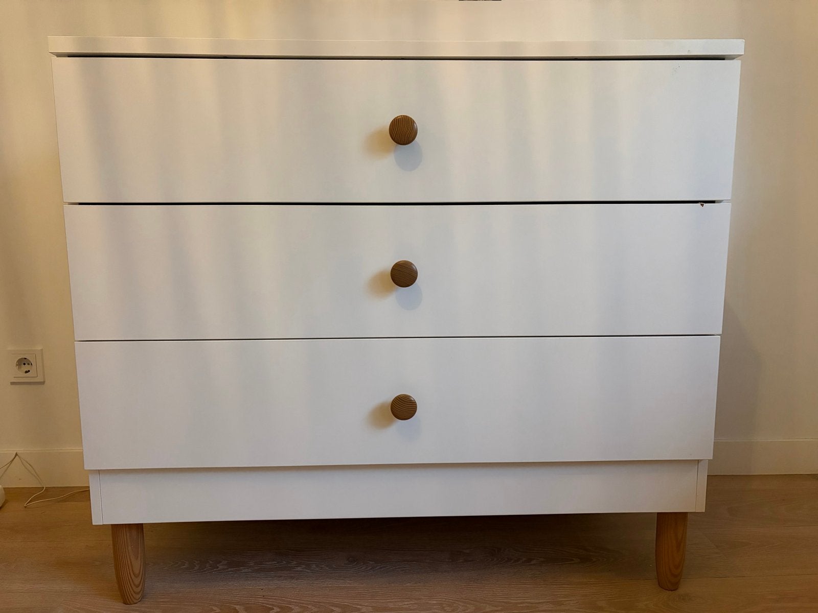 Petit Amelie Commode Bocca - Wit met houten knoppen, Ophalen, Gebruikt, 50 tot 70 cm, 100 cm of meer