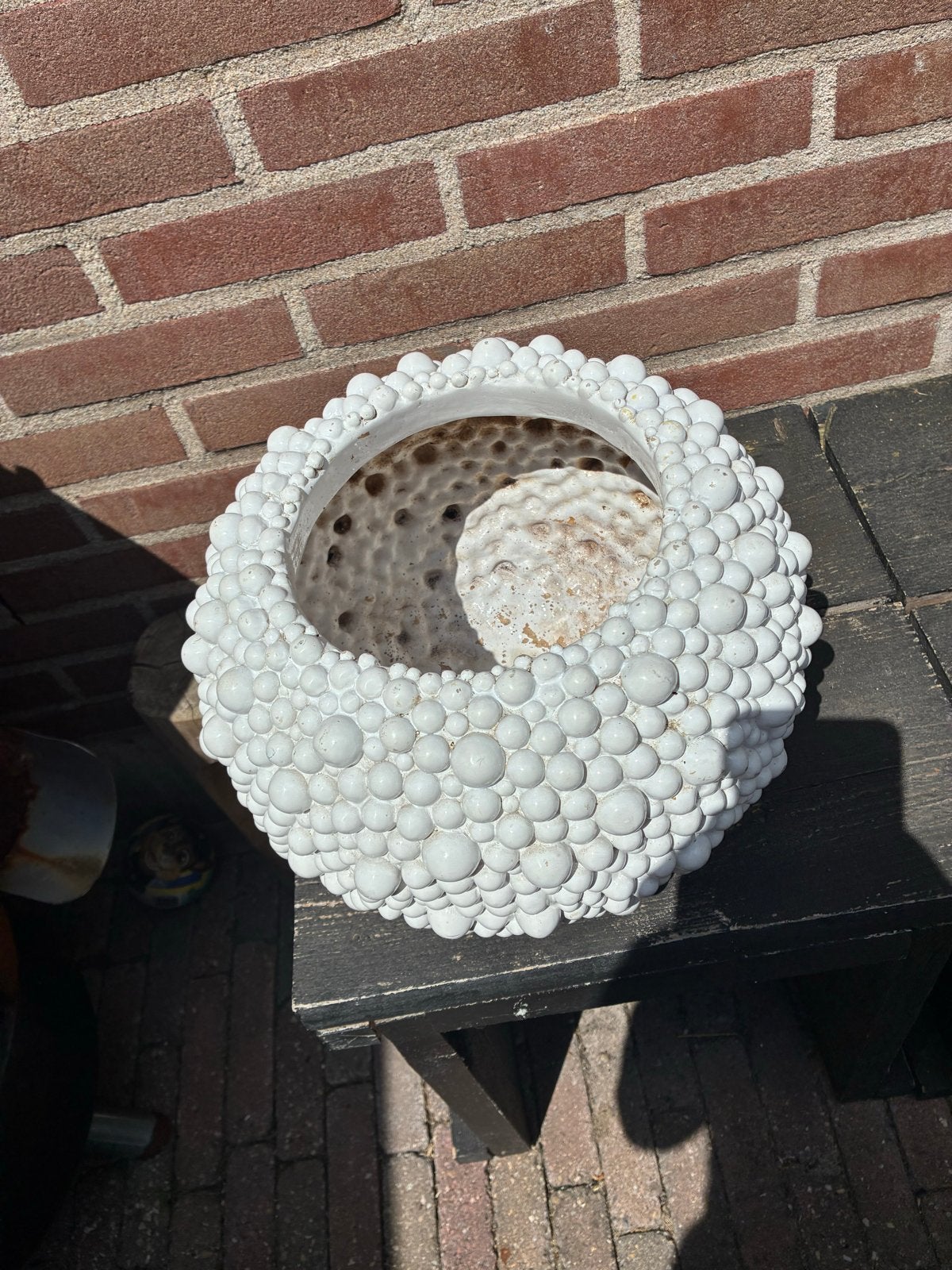 Light & Living bloempot wit met bubbelstructuur, 25 tot 40 cm, Overige materialen, Gebruikt, Rond